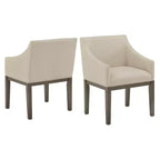 Bodo Weathered Grey Finish Fabric Slope Arm Dining Chair (Set of 2) - Weathered Grey/Beige - iNSPIREQ