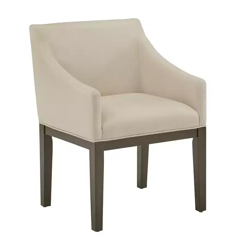 Sillas de comedor con brazos inclinados en gris desgastado y beige, juego de 2