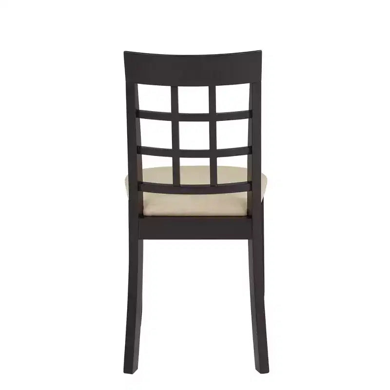 Silla de comedor sin brazos negra/beige, respaldo curvado, juego de 2