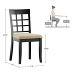 Silla de comedor sin brazos negra/beige, respaldo curvado, juego de 2