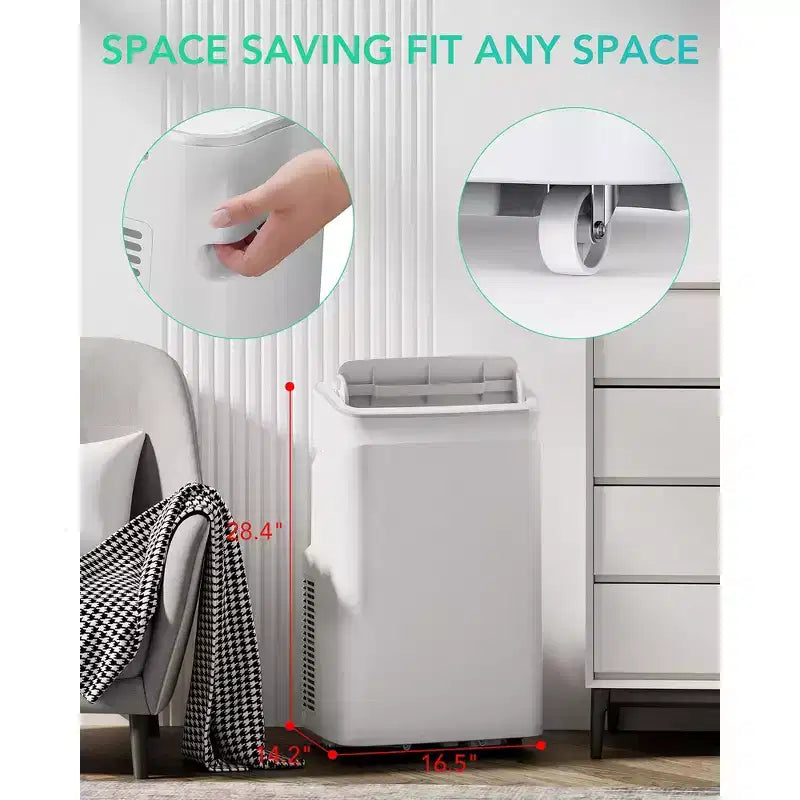 Climatiseur portable Acekool 12000 BTU 3-en-1, refroidit 51 m², télécommande, balayage automatique et minuterie, blanc