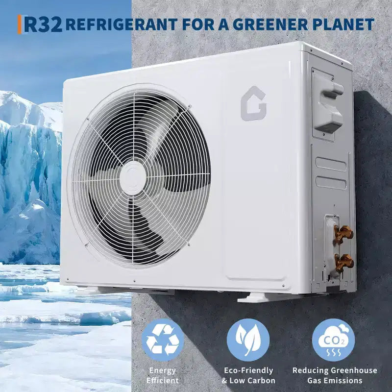 Acekool Climatiseur Mini Split 9000 BTU 19 SEER2, Pompe à Chaleur Inverter Ultra-Silencieuse, 115V, Blanc, Tuyauterie de 3m