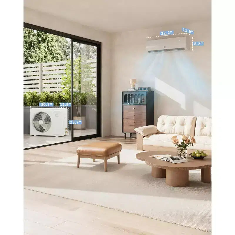 Climatiseur et système de chauffage mini-split Acekool 12 000 BTU SEER2 19, onduleur 6-en-1, sans conduit, mural, blanc, avec kits d'installation