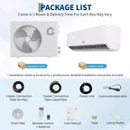 Acekool 12 000 BTU 19 SEER2 Climatiseur et Chauffage Mini Split, Inverter, 208-230V, Blanc, Télécommande et Minuteur