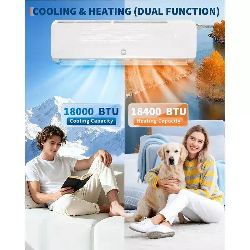 Climatiseur mini-split Acekool 18000 BTU 19 SEER2, pompe à chaleur, Inverter 230V, R32, Blanc, Avec kits d'installation