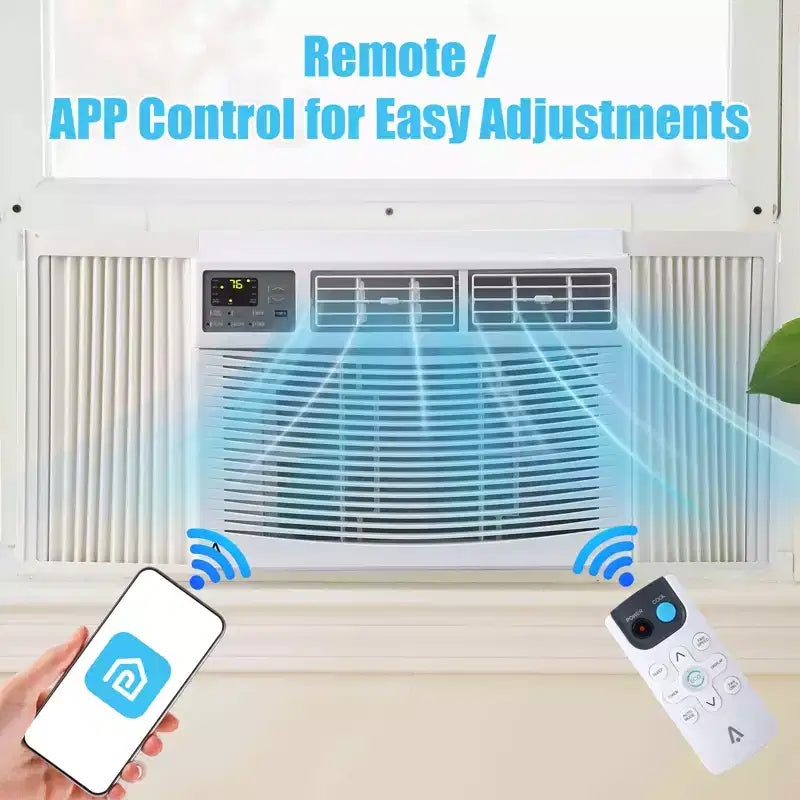 Climatiseur de fenêtre Acekool 12 000 BTU, unité de climatisation intelligente Wi-Fi avec télécommande, ventilateur déshumidificateur de refroidissement 3-en-1, 4 vitesses de ventilation