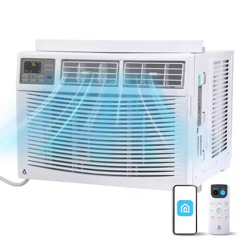 Climatiseur de fenêtre Acekool 12 000 BTU, unité de climatisation intelligente Wi-Fi avec télécommande, ventilateur déshumidificateur de refroidissement 3-en-1, 4 vitesses de ventilation