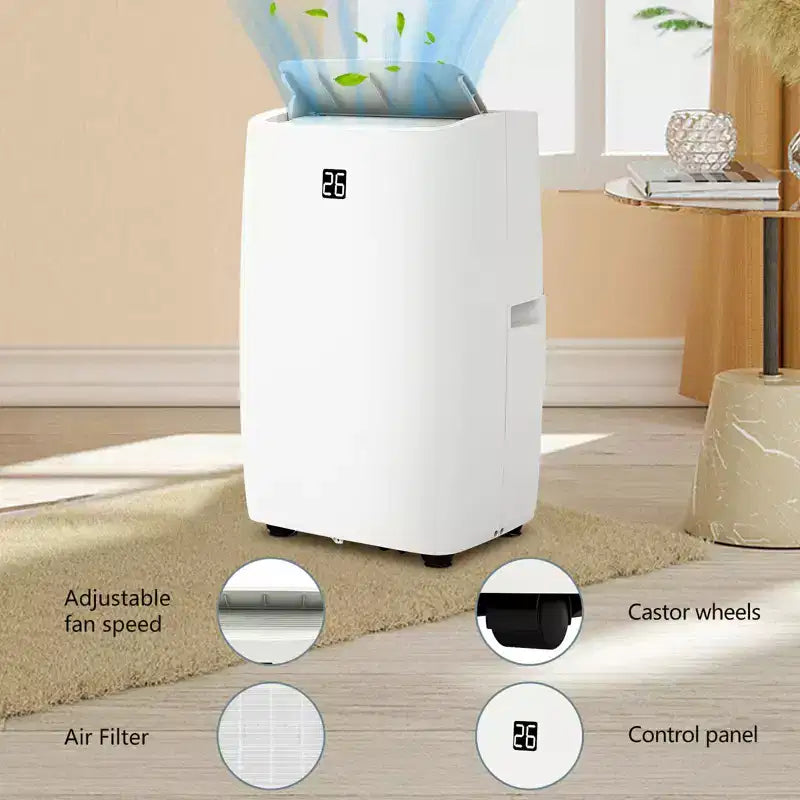 Climatiseur portable GustoWave 12000 BTU avec fonctions de refroidissement, déshumidification et ventilation pour pièces de taille moyenne