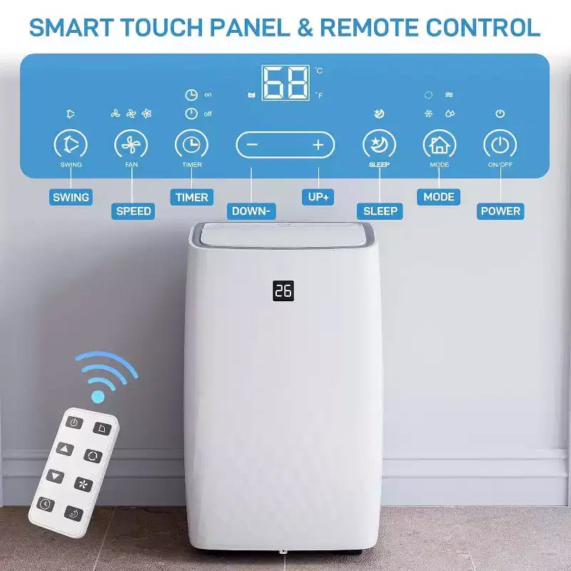 Climatiseur portable GustoWave 12000 BTU avec fonctions de refroidissement, déshumidification et ventilation pour pièces de taille moyenne