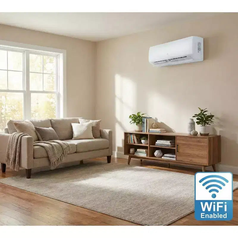 12000 BTU Mini Split AC & Heater  21 SEER2 Inverter, Ductless Wall-Mounted, 230V, WiFi/Remote, R32, ECO, Dehumidify, 24H Timer, High-Speed Cooling