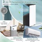 Climatiseur portable Costway 8000 BTU ASHRAE 3-en-1 avec fonctions froid, déshumidificateur, ventilateur et mode nuit