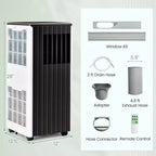 Climatiseur portable Costway 8000 BTU ASHRAE 3-en-1 avec fonctions froid, déshumidificateur, ventilateur et mode nuit