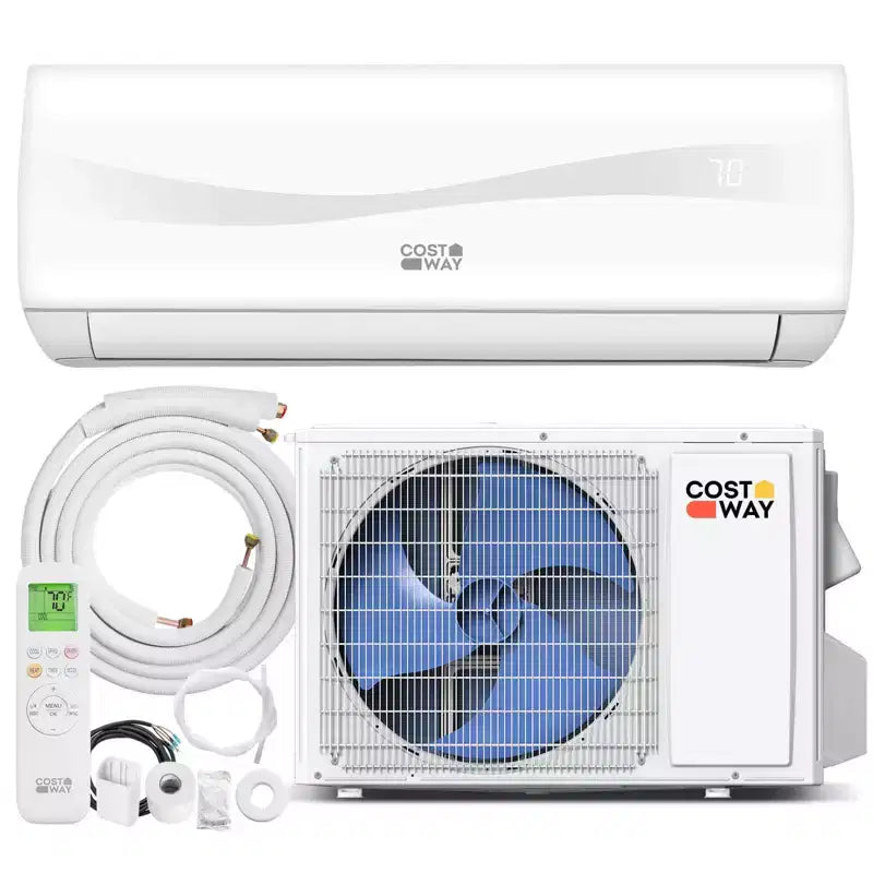 Climatiseur et Chauffage Mini Split Costway 12000 BTU avec Pompe à Chaleur, Kit d'Installation Complet