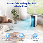 Costway Climatiseur portable 3 en 1 avec mode ventilateur et déshumidificateur, mode veille, minuterie 24h