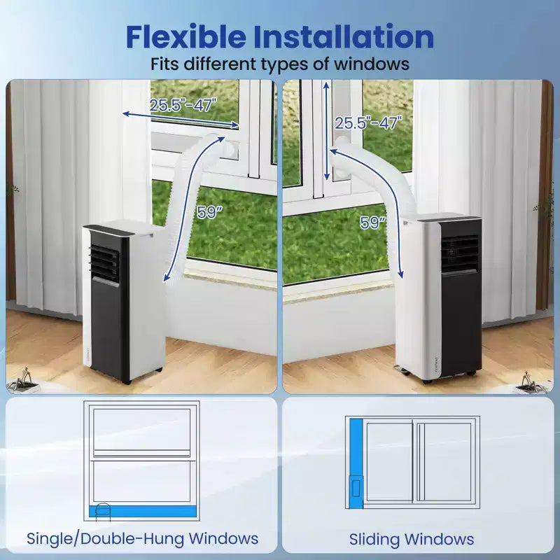 Costway Climatiseur portable 3 en 1 avec mode ventilateur et déshumidificateur, mode veille, minuterie 24h