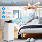 Climatiseur portable Garvee 14000 BTU, rafraîchissement de pièces de 65 m², mode veille, 3 vitesses de ventilation, télécommande pour maison et bureau