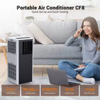 Climatiseur portable Garvee 8000 BTU, 3-en-1 CA avec refroidissement/déshumidificateur/ventilateur, télécommande, minuterie 24h, refroidit 33 m²