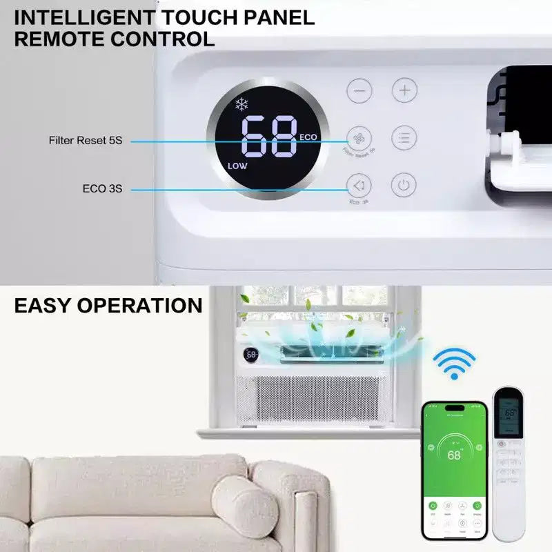 Climatiseur de fenêtre à onduleur Karl Home 10000 BTU compatible Wi-Fi avec télécommande et contrôle par application