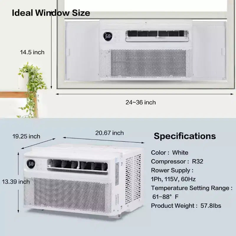 Climatiseur de fenêtre à onduleur Karl Home 10000 BTU compatible Wi-Fi avec télécommande et contrôle par application