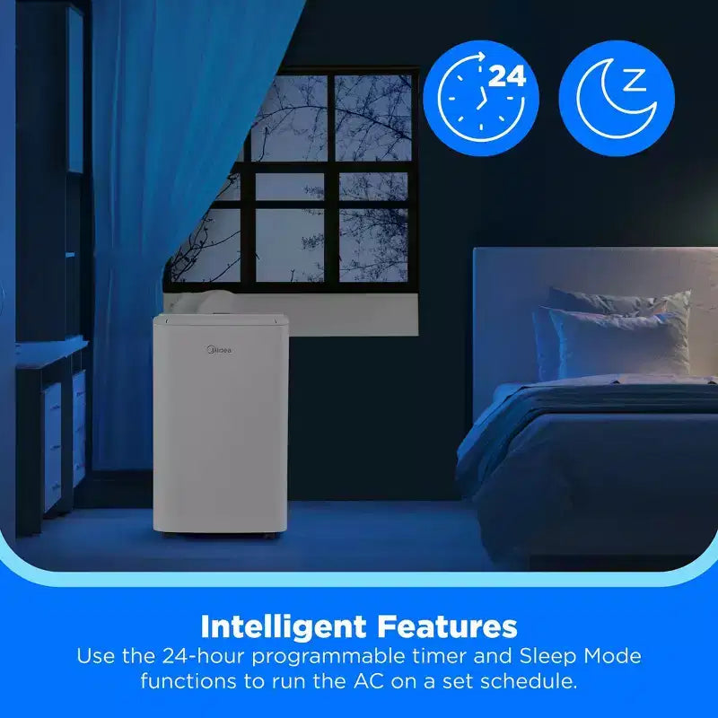 Climatiseur portable intelligent Midea 10 000 BTU DOE avec inverseur, pour des pièces jusqu'à 42 m², blanc