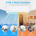 Climatiseur Mini Split Karl Home 2 zones 38000 BTU 20 SEER2 avec pompe à chaleur (12K+24K)