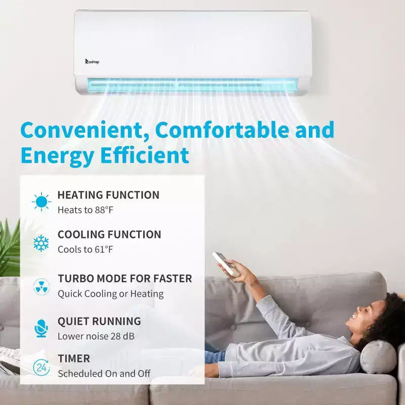 Climatiseur bibloc Karl Home 2 zones 28000 BTU 20 SEER2 avec pompe à chaleur (12K+12K)