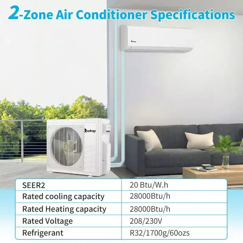 Climatiseur bibloc Karl Home 2 zones 28000 BTU 20 SEER2 avec pompe à chaleur (12K+12K)
