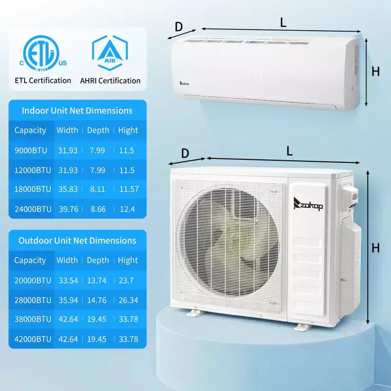 Climatiseur mini-split Karl Home 3 zones 28000 BTU 20 SEER2 avec pompe à chaleur (9K+9K+9K)