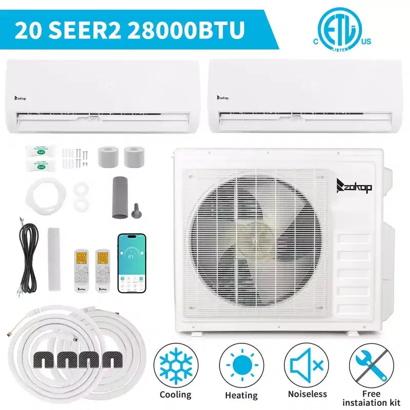 Climatiseur bibloc Karl Home 2 zones 28000 BTU 20 SEER2 avec pompe à chaleur (9K+18K)