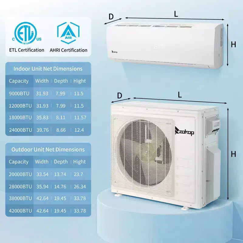 Climatiseur bibloc Karl Home 2 zones 28000 BTU 20 SEER2 avec pompe à chaleur (9K+18K)