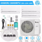 Climatiseur Mini-Split Karl Home 3 zones 38000 BTU 20 SEER2 avec Pompe à Chaleur (9K+12K+18K)
