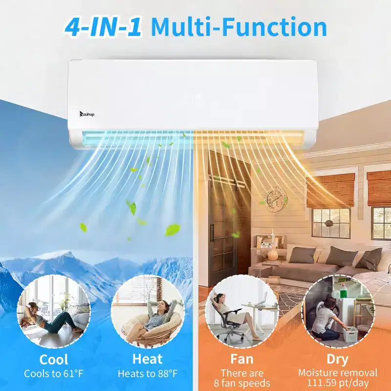 Climatiseur Mini-Split Karl Home 3 zones 38000 BTU 20 SEER2 avec Pompe à Chaleur (9K+12K+18K)