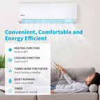 Climatiseur mini-split Karl Home 2 zones 20000 BTU 20 SEER2 avec pompe à chaleur (9K+12K)