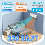 Karl Home Climatiseur bibloc sans conduit de 12 000 BTU 1 tonne avec pompe à chaleur, 20 SEER2, 208/230V