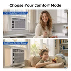Climatiseur de fenêtre Simzlife 5000 BTU, climatisation 2-en-1 pour 14 m², installation facile, économe en énergie et silencieux, blanc