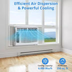 Climatiseur de fenêtre 6000 BTU, refroidit jusqu'à 32,5 m², unité de climatisation de fenêtre avec télécommande, 3 vitesses de ventilation, mode veille, redémarrage automatique, 115 V/60 Hz, blanc