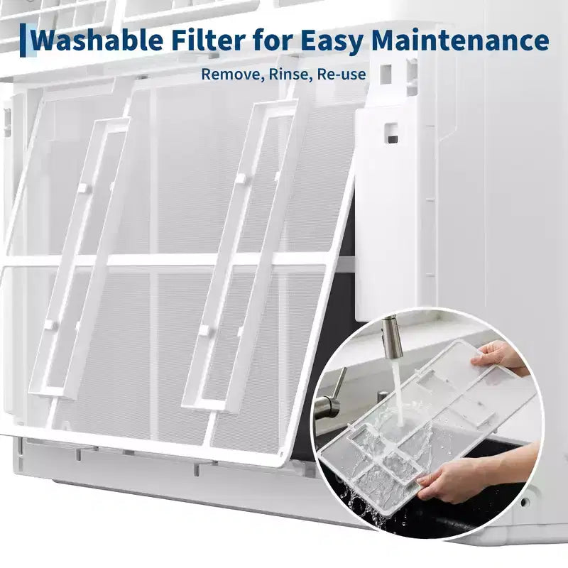 Climatiseur de fenêtre 8000 BTU avec télécommande, refroidit les pièces jusqu'à 32,5 m², 3 vitesses de refroidissement et de ventilation, fonctionnement silencieux, affichage numérique