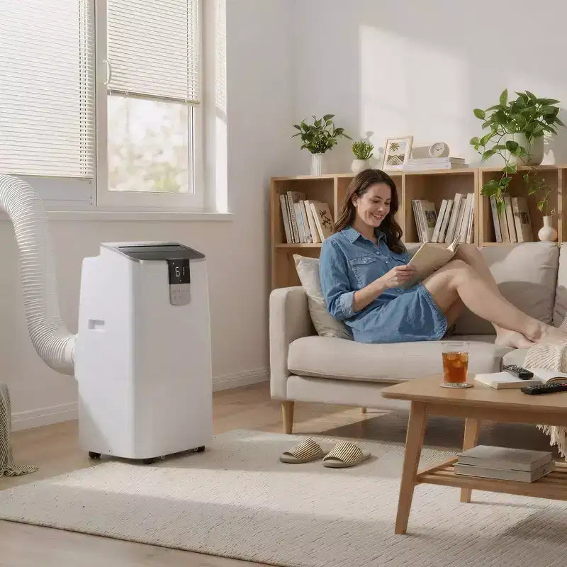 Climatiseur Portable Silencieux Simzlife 14000 BTU, Rafraîchit 40 m², Climatiseur Multifonctionnel, Refroidisseur d'Air Évaporatif avec Déshumidificateur, Télécommande