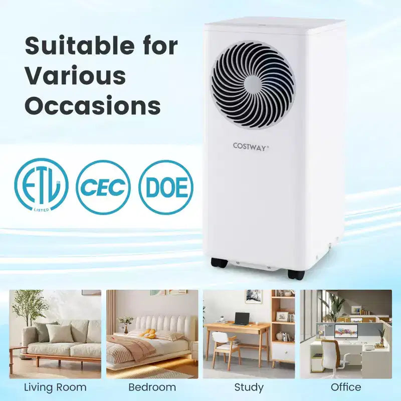 Climatiseur portable 3-en-1 Costway 8200/10000 BTU avec ventilateur et déshumidificateur