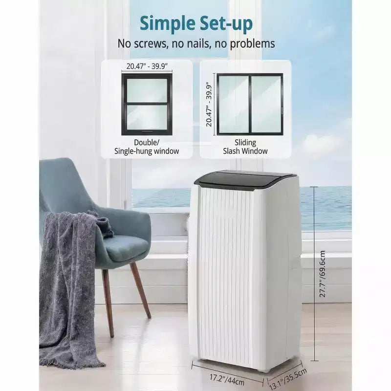 Climatiseur portable, unité de climatisation portable 5-en-1 de 12 000 BTU, ventilateur et mode déshumidificateur, télécommande, jusqu'à 51 m²