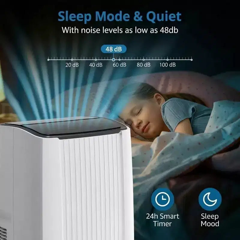 Climatiseur portable, unité de climatisation portable 5-en-1 de 12 000 BTU, ventilateur et mode déshumidificateur, télécommande, jusqu'à 51 m²