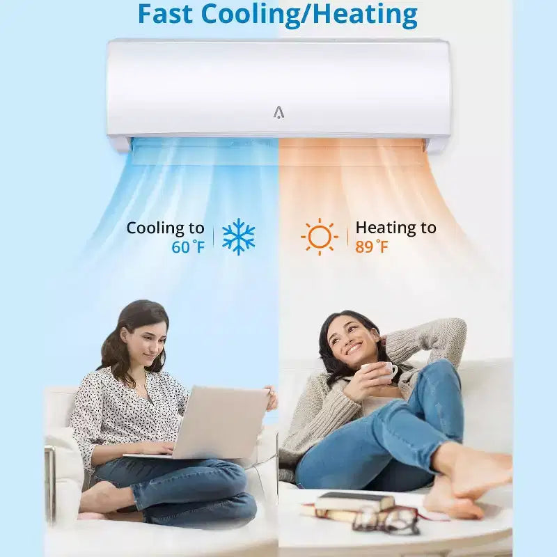 Climatiseur/chauffage mini-split, climatiseur mini-split inverseur 19 SEER2 pour rafraîchir jusqu'à 42/70 m², pompe à chaleur mini-split sans conduit