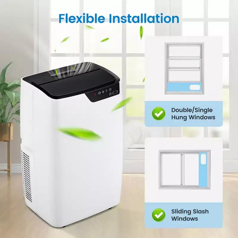 Climatiseur portable 12 000 BTU, climatiseur 3-en-1 avec ventilateur et déshumidificateur, refroidissement silencieux pour les pièces jusqu'à 50 m².