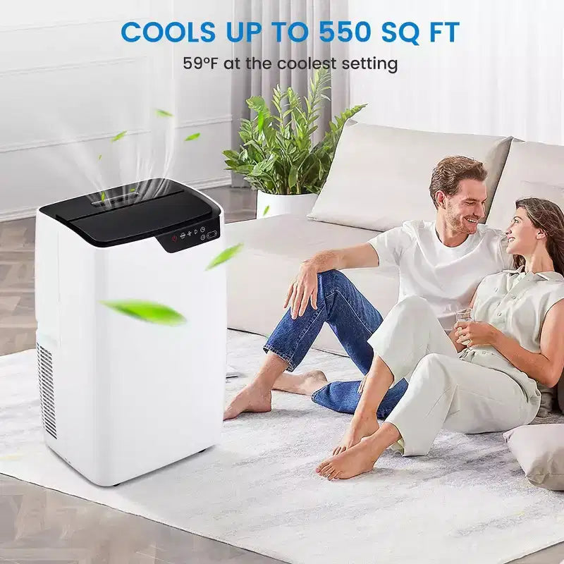 Climatiseur portable 12 000 BTU, climatiseur 3-en-1 avec ventilateur et déshumidificateur, refroidissement silencieux pour les pièces jusqu'à 50 m².
