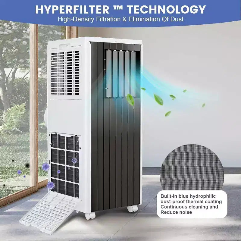 Climatiseur portable 8 000 BTU pour pièces jusqu'à 32,5 m², climatiseur portable 4 en 1 avec fonctions refroidissement, ventilateur, déshumidificateur et mode veille, unité de climatisation intérieure avec télécommande