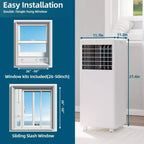 Climatiseur portable 8 000 BTU - Climatiseur 3-en-1 pour pièces jusqu'à 32,5 m² avec télécommande et kit fenêtre