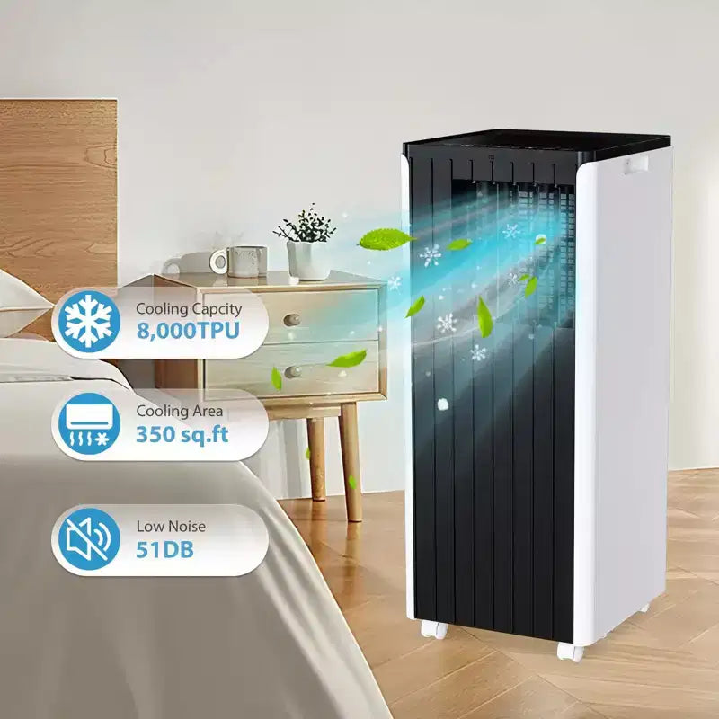 Climatiseur portable 8 000 BTU – Unité de climatisation 3 en 1 pour 32,5 m² (blanc) avec télécommande et kit fenêtre