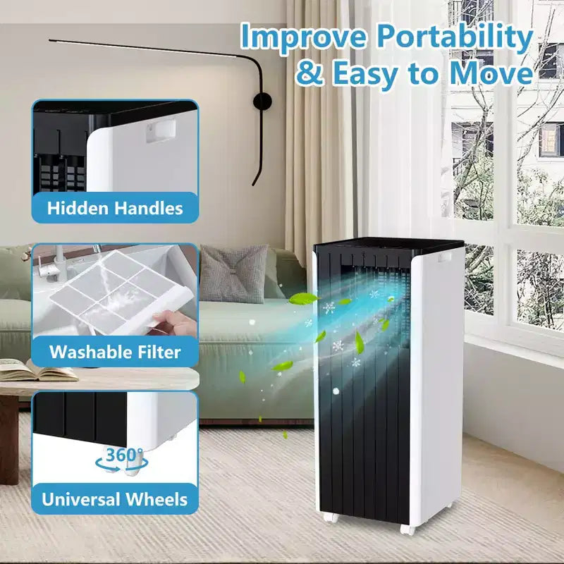 Climatiseur portable 8 000 BTU – Unité de climatisation 3 en 1 pour 32,5 m² (blanc) avec télécommande et kit fenêtre