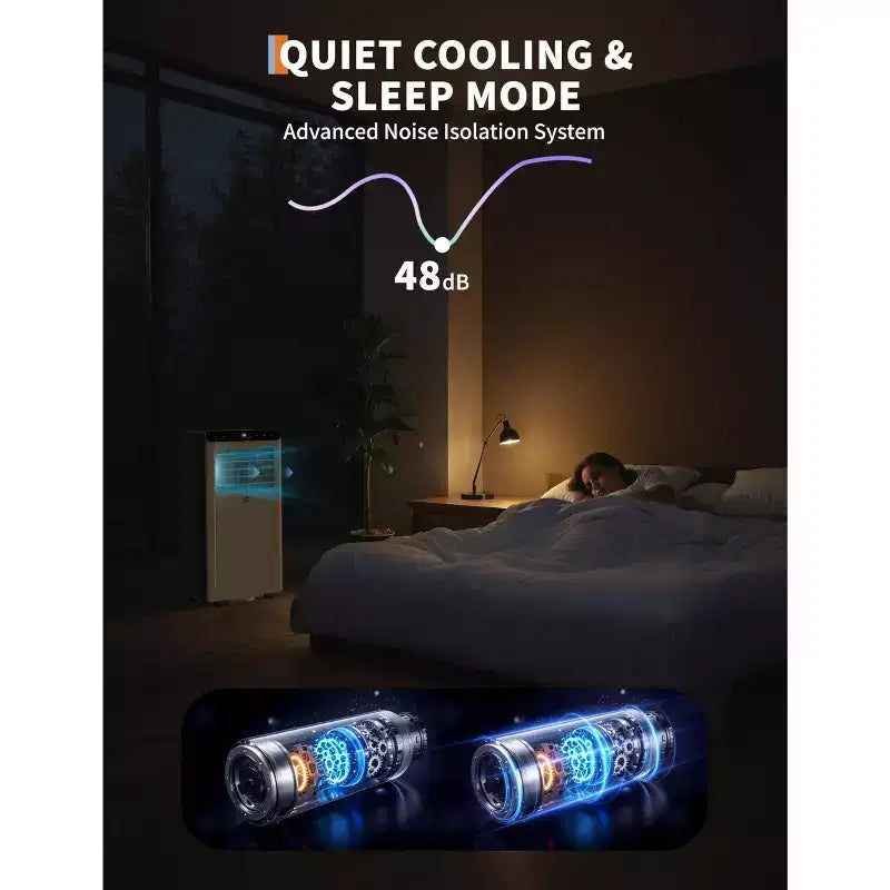Climatiseur portable 8 000 BTU, unités de climatisation portables 4-en-1 pour chambres avec ventilateur, déshumidificateur, refroidit jusqu'à 32,5 m² Climatiseur de pièce, Télécommande