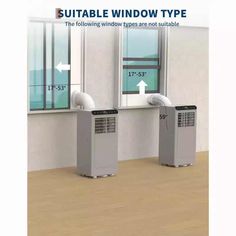 Climatiseur portable 8 000 BTU, unités de climatisation portables 4-en-1 pour chambres avec ventilateur, déshumidificateur, refroidit jusqu'à 32,5 m² Climatiseur de pièce, Télécommande